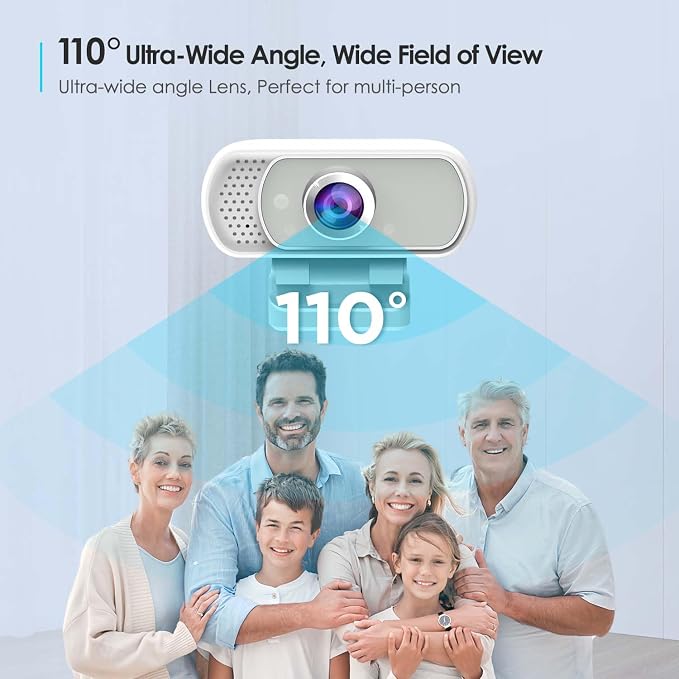 Webcam with Tripod Privacy Shutter: 1080P FHD Web Camera with Mic, Plug & Play USB A USB C Webcam with Stand, White Wide Angle Noise-Canceling Microphone Compact Web Cam for Online Meeting Classes