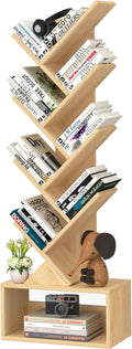 SHEEPAM 9 Tier Tree Bookshelf,Christmas Green Bookcase for Narrow Space, Storage Organizer Floor Standing Bookshelves for Books, Tall Book Case for Home Office, Living Room, Bedroom