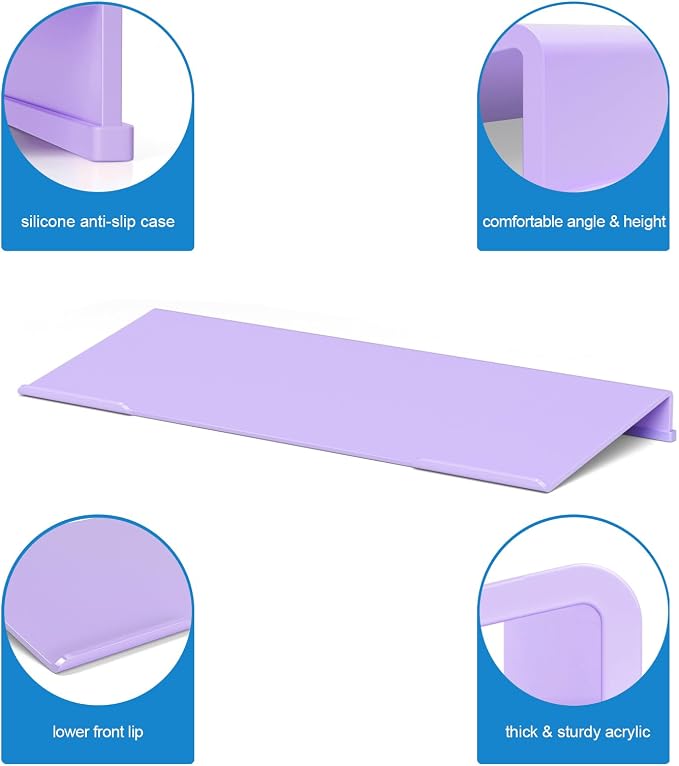 WINFFOR Comfortable Computer Keyboard Stand - Ergonomic Keyboard Riser Acrylic Tilted Keyboard Holder for Easy Typing&Working at Home Office - Fits All Keyboard Sizes - 17'' Wide (Purple)