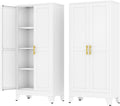 Metal Storage Cabinet with 2 Doors and 3 Adjustable Shelves - 61" Steel File Cabinet,Tool Cabinets for Office,Home,Garage,Gym,School,Bathroom,Kitchen(White)