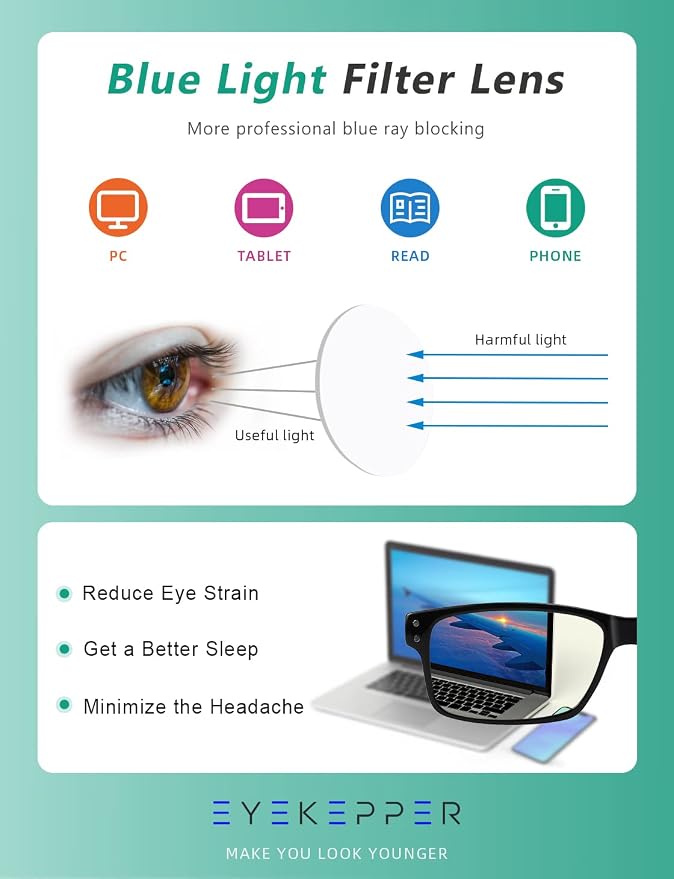 Eyekepper 7-pack Reading Glasses Blue Light Blocking for Men +2.50