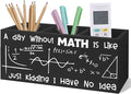 Math Classroom Decor for Desk, Math Teacher Gift for Women Men, A Day Without Is like Just Kidding I Have No Idea Black Wooden Pen Pencil Holder for Classroom Office Desk Accessories