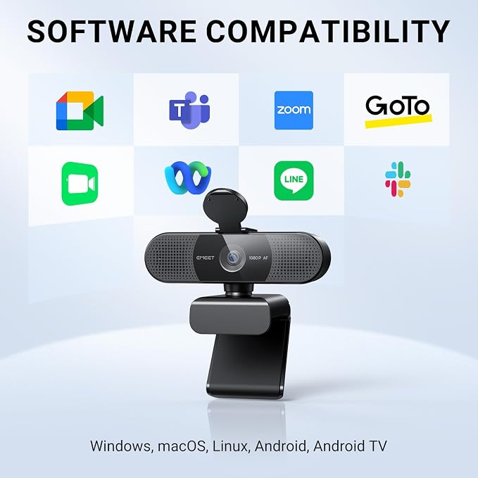 EMEET 2024 Upgraded C960 Webcam for PC, Autofocus, 1080P HD, 73° View Angle, Computer Camera w/Privacy Cover and Microphone, Plug and Play USB Webcam for Video Calling/Zoom/Teams/Google Meet