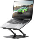 Adjustable Laptop Stand for Desk, Aluminum Portable Laptop Stand, Lightweight 500g, Foldable Ergonomic Computer Notebook stand Holder for 11-16" MacBook Air Pro, Dell XPS,HP Computer Notebook, Black