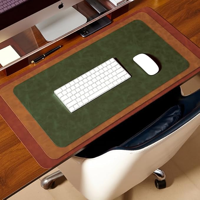 Distressed Leather Desk Mat - Non-Slip PU Desk Pad for Office and Home - Desk Organization and Accessories - Ideal for Large Mouse Pad and Desk Mats on Top of Desks(Sandstone,27.6"x 13.8")
