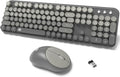 Wireless Keyboard and Mouse Combo, 2.4 GHz Wireless Full-Sized Typewriter Keyboard with Round Keycaps for Windows, Computer, Desktop, PC, Laptop (Grey)