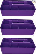 -Large Portable Caddy, DIY Dividers, 8 Compartments, School Office Supplies Home Business Organizer,Portable Basket with Handle Made in USA (3 PACK, Royal Purple)