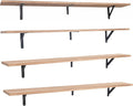 Long Wall Shelf,Large Floating Shelves for Wall,Wood Floating Bookshelves Hanging,Book Storage Display for Living Room Bedroom Office Bathroom Decor,4 Pack,57 Inch,Carbonized Black