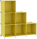 AWTATOS Cube Storage Organizer, 6 Cube Closet Organizers and Storage, DIY Stackable Bookshelf Plastic Clothes Organizer Shelving for Bedroom, Home, Yellow