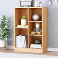 IOTXY Open Shelf Low Bookcase - Wooden 3-Tier Floor Standing Display Cabinet Organizer with Base, 5 Cubes Short Horizontal Bookshelf in Pear Yellow