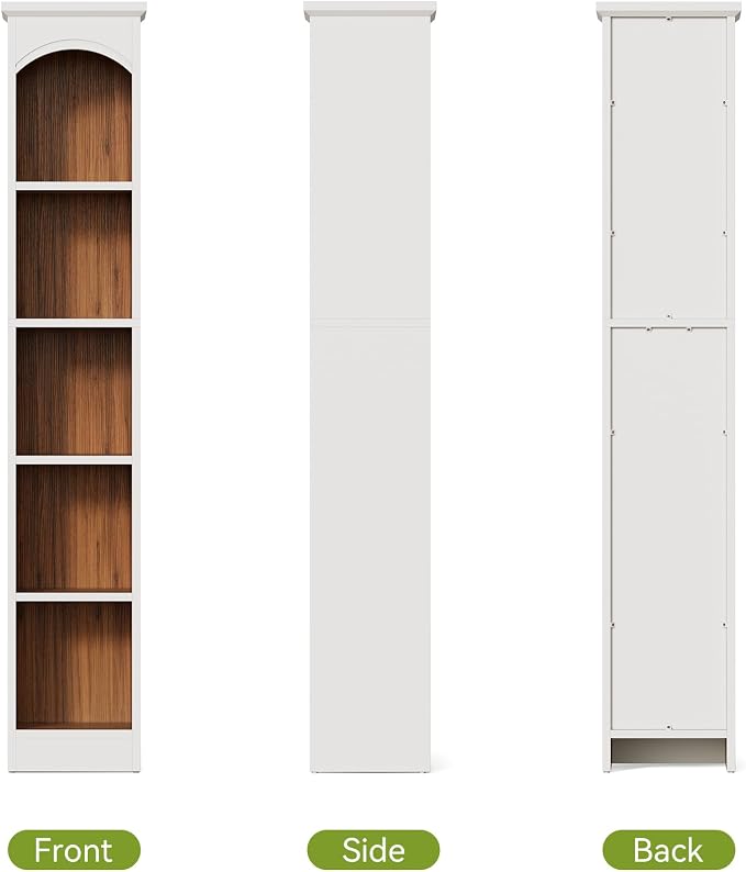 LITTLE TREE 70.9" Tall Bookshelf, 5-Tier Open Bookcase with Cubes, Bookshelf with Storage Space, Freestanding Narrow Bookcase for Home Office, White, 1 Pack