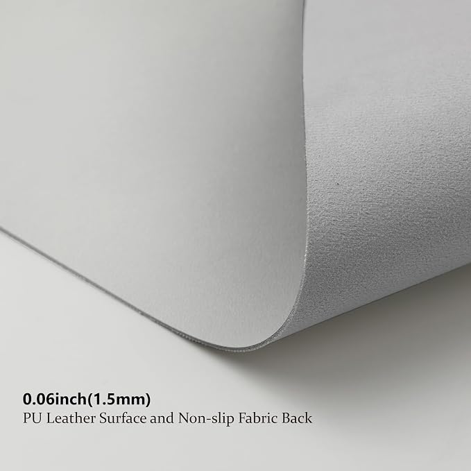 HOMIEAZICOZI Leather Desk Mat - Non-Slip PU Desk Pad for Office and Home - Desk Organization and Accessories - Ideal for Large Mouse Pad and Desk Mats on Top of Desks (White,36''x 17'') (DPD-W-L)
