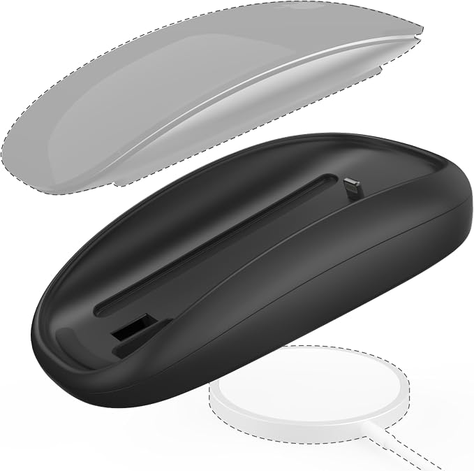 TATOFY Mouse Charger Compatible with Magic Mouse 2 (Lighting) Grip with Wireless Charging Support, Ergonomic Base (Black)