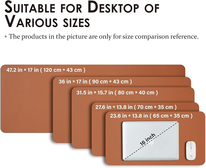 Leather Desk Mat - Non-Slip PU Desk Pad for Office and Home - Desk Organization and Accessories - Ideal for Large Mouse Pad and Desk Mats on Top of Desks (Brown,36"x 17")