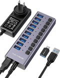 Powered USB 3.2 Hub, ACASIS 10 Ports USB 3.2 Hub with 10Gbps Data Speed, Aluminum Housing, USB Hub Powered with 48W Power Adapter, USB Hub for PC/Laptop, Computer, Flash Drive, Printer, Camera