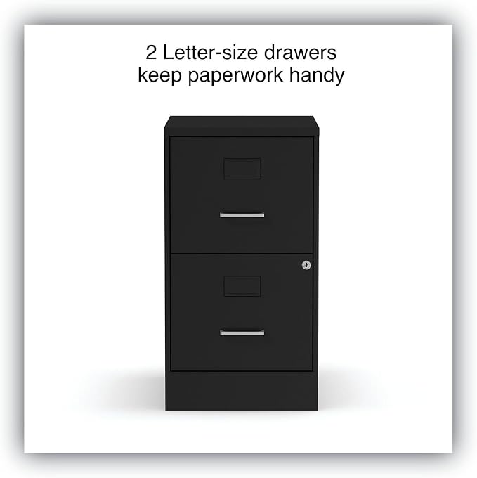 Alera Soho Vertical File Cabinet, 2 Drawers: File/File, Letter, Black, 14" X 18" X 24.1"