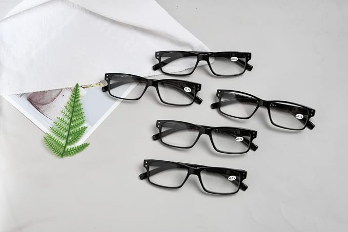 Eyekepper Vintage Reading Glasses for Men - 5 Pack Spring Hinges Classic Readers - Black Frame +1.75
