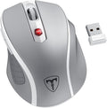HOTWEEMS D-09 Wireless Mouse for Laptop - Ergonomic Plus Computer USB Cordless Mice, Ergo Grips, Lightspeed 5-Level 2400 DPI, 16 Months Battery Life, Portable for PC Mac Chromebook, 6 Button, Mithril