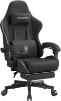 Dowinx Gaming Chair Fabric Big and Tall with Pocket Spring Cushion, Massage Game Chair Cloth with Headrest, Ergonomic Computer Chair with Footrest 350LBS, Black