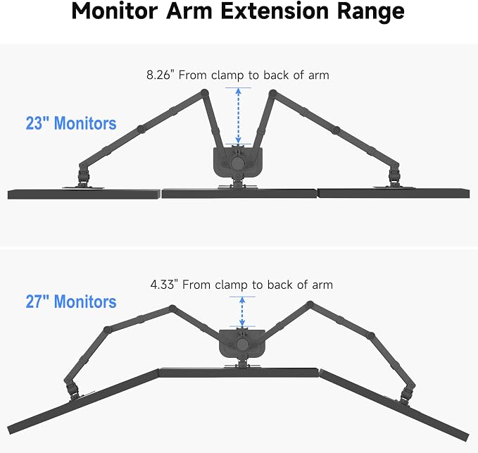 Suptek Hex LED LCD Monitor Stand up Desk Mount Extra Tall 31.5 inch Pole Heavy Duty Fully Adjustable Stand for 6 / Six Screens up to 27 inch (MD68126)
