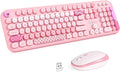 KNOWSQT Wireless Keyboard and Mouse Combo - Lovely Pink Rainbow 2.4G Full-Sized Colorful Keyboards, Round Keycap USB Dongle Plug Play Cute Keyboards for Windows, Laptop, PC, Desktop, Mac