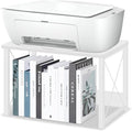 ELITEROO Desktop Printer Stand with Storage, Printer Stand Shelf Desk Organzier for Home/Office, Modern Wood Printer Riser Under Desk Small Table for Printer Fax Machine Copier Scanner (White)