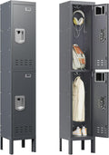 BUTISOW Metal Lockers - 66" Height Steel Lockers for Employees with 2 Door Storage Locker with Card Slot for Employees Gym School Home Office Garage - Assembly Required