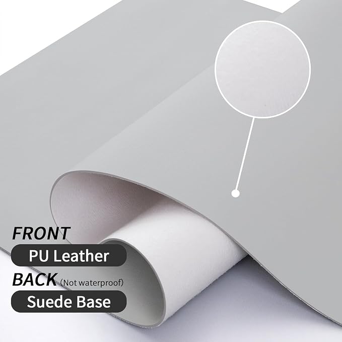 Bloss Large Desk Pad, 47.2" x 24" Desk Mat, Desk Pads on Top of Desks, Computer Mat Non-Slip, Desk Blotter Waterproof, Easy to Clean - Light Grey