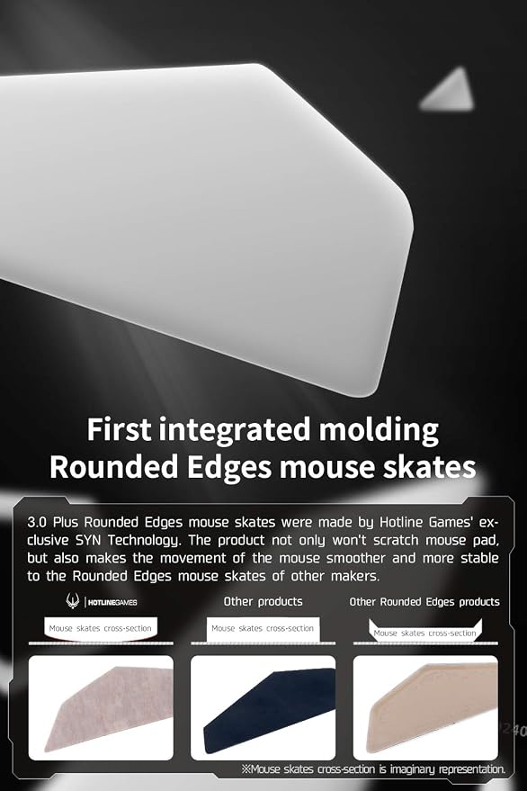 HOTLINEGAMES 2Sets 3.0 Plus Rounded Curved Edges Mouse Feet Skates Compatible with Razer DeathAdder V4 Pro Wireless Gaming Mouse feet Replacement (0.8mm,Smooth,PTFE) Pro Performance Upgrade