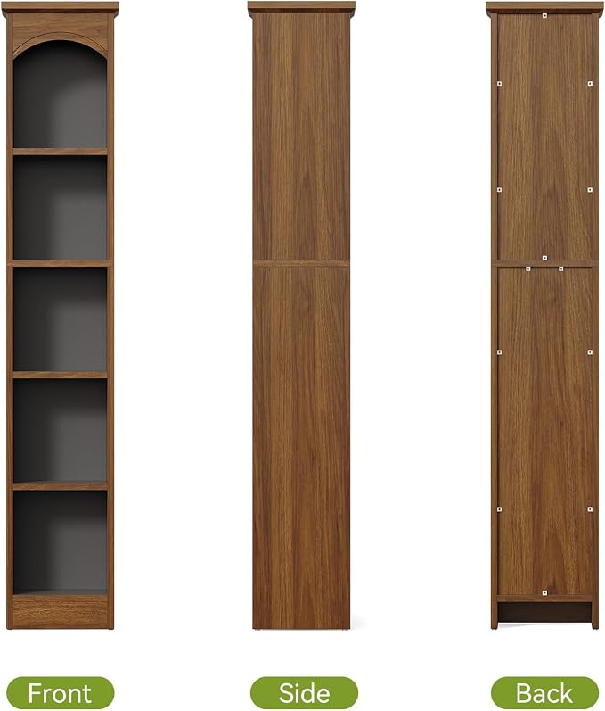 LITTLE TREE 70.9" Tall Bookshelf, 5-Tier Open Bookcase with Cubes, Bookshelves with Storage Space, Freestanding Narrow Bookcase for Home Office, Brown, 2 Pack