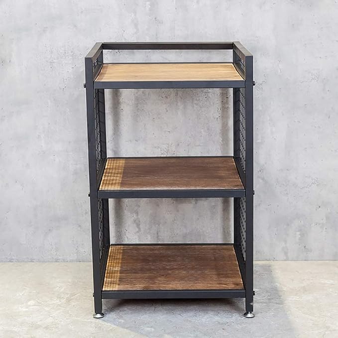 Industrial 3-Shelf Printer Stand, Rustic Printer Cart with Wheels, Large Printer Desk Cart with Storage Shelves, Office Organizer for Home, Living Room, 19.3'' x 19.3'' x 34.8''
