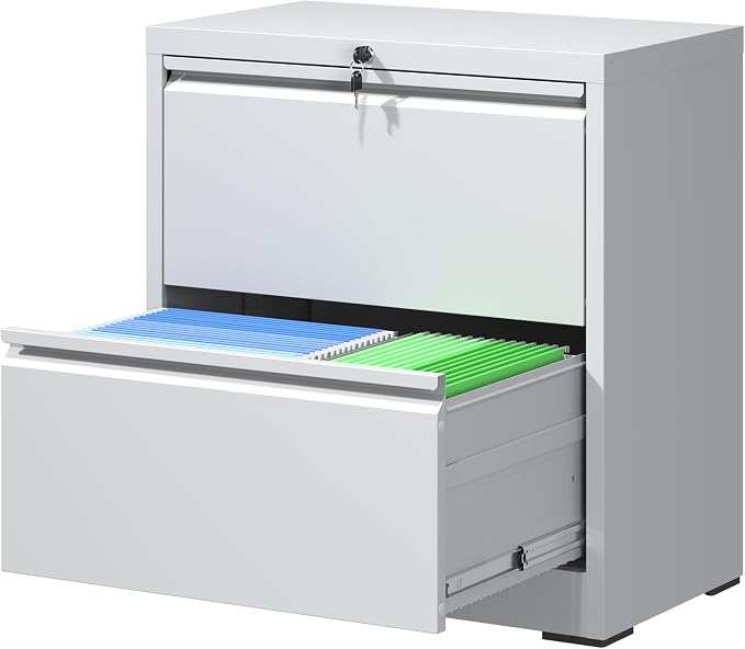 Locking Filing Cabinet with 2 Drawer Heavy Duty Large Metal Cabinets Home Office Lateral File Cabinets Wide Steel Cabinet for Legal/Letter Size File,Assembly Required