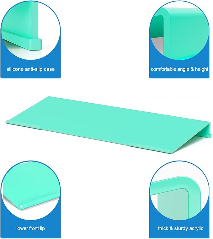 WINFFOR Comfortable Computer Keyboard Stand - Ergonomic Keyboard Riser Acrylic Tilted Keyboard Holder for Easy Typing&Working at Home Office - Fits All Keyboard Sizes - 17'' Wide (Lake Blue)