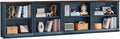 RWYHG 30" Blue Bookshelf Set of 4,2-Tier Thick Wood Book Shelf with Adjustable Shelve,Free Standing Farmhouse Bookcase with Open Display Storage,Floor Vintage Bookshelves for Living Room,Office