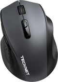TECKNET Wireless Mouse for Laptop, (BT5.2/3.0 & 2.4G) Bluetooth Wireless Mouse, Silent Click, 5-Level Adjustable DPI, Ergonomic Portable Computer Mice for Laptop, PC, MacBook, Chromebook