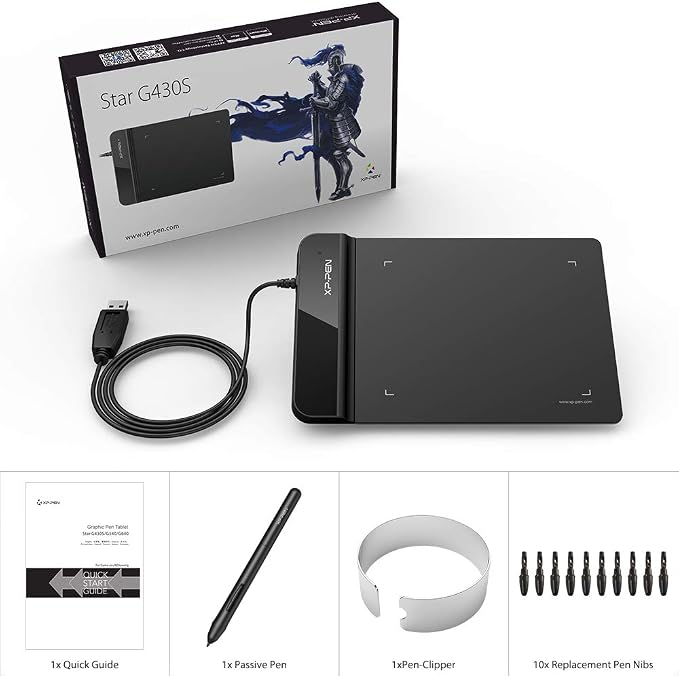 Drawing Tablet XPPen G430S OSU, Graphic Drawing Tablet with 8192 Levels Pressure Battery-Free Stylus, 4 x 3 inch Ultrathin, for OSU Game, Online Teaching Compatible with Window/Mac Black