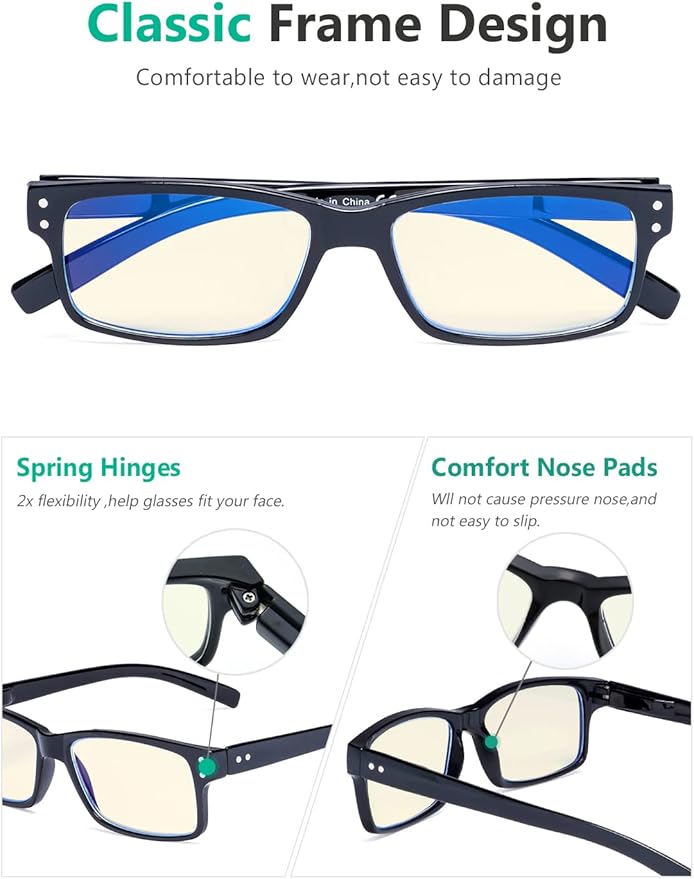 Eyekepper 7-pack Reading Glasses Blue Light Blocking for Men +0.5