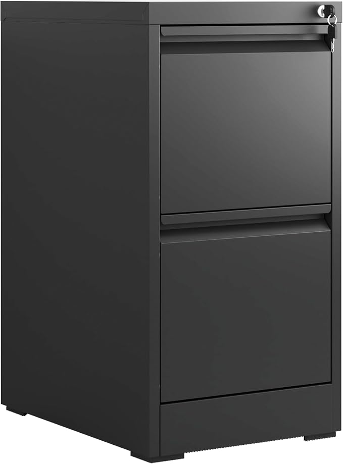 Metal File Cabinet with 2 Drawer Heavy Duty Home Office Steel Vertical Filing Lockable Cabinets for Legal/Letter Size,Assembly Required