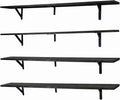 Long Wall Shelf,Large Floating Shelves for Wall,Wood Floating Bookshelves Hanging,Book Storage Display for Living Room Bedroom Office Bathroom Decor,4 Pack,47 Inch,Rustic Black