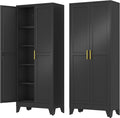 Metal Storage Cabinet with 2 Doors and 4 Adjustable Shelves - 71" Steel File Cabinet,Tool Cabinets for Office,Home,Garage,Gym,School (Black)