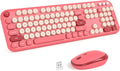 KNOWSQT Wireless Keyboard and Mouse Combo - Lovely Red 2.4G Full-Sized Colorful Keyboards, Round Keycap USB Dongle Plug Play Cute Keyboards for Windows, Laptop, PC, Desktop, Mac