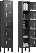 BUTISOW Metal Lockers - 66" Height Steel Lockers for Employees with 5 Door Storage Locker with Card Slot for Employees Gym School Home Office Garage - Assembly Required