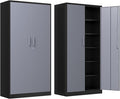 Metal Storage Cabinet with Lock,71" Garage Cabinets with 2 Doors and 4 Adjustable Shelves, Steel Locking Caninets Tall Tool Storage Caninet, Lockable File Cabnet for Home Office, Pantry