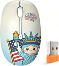 FMOUSE 250th Independence Day Wireless Mouse, Cute Patriotic Liberty Statue, Silent, 2.4G & Bluetooth, 4th of July Gift for Kids Teen Girls Students, AA Battery, Laptop MacBook iPad PC Chromebook