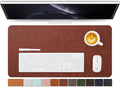 Distressed Leather Desk Mat - Non-Slip PU Desk Pad for Office and Home - Desk Organization and Accessories - Ideal for Large Mouse Pad and Desk Mats on Top of Desks(Mahogany,27.6"x 13.8")