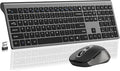 Wireless Mouse and Keyboard Combo, Full-Size Computer Keyboard with Calculator Button, 2400 Dpi Ergonomic Mouse, Ultra-Thin Cordless USB Keyboard and Mouse Set for Laptop Windows Mac - Grey