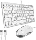 Macally USB Wired Keyboard and Mouse Combo for Mac and PC - Save Space with a Compact Small Apple Keyboard and Mouse for MacBook Pro/Air, iMac Mini/Pro