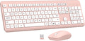 Wireless Keyboard and Mouse Combo, Full-Size Silent Ergonomic Keyboard and Optical Mouse, Long Battery Life, 2.4G Lag-Free Mice Keyboard for Computer, Mac, Laptop, PC, Windows(White Pink)