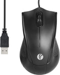 VCOM Wired USB Mouse with 6-Foot Cord, 1200 DPI, Right or Left Hand Use, Ergonomic Design, Black