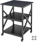 Fannova Printer Stand, 23.6 x 23.6 x 30.1 Inches Large Square Printer Table with Height Adjustable Storage Shelf, 3 Tier Rolling Printer Cart with Industrial Wheels for Home Office - Black